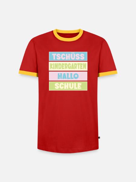 Abschied Kindergarten Einschulung - Männer Kontrast-T-Shirt - Rot/Gelb 