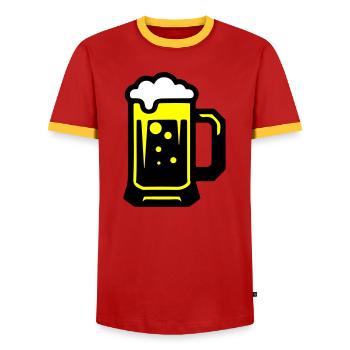 Beer beer glass icon - Men's Ringer Shirt - red/yellow  - Front - AI Model Female 172 light (172cm) & AI Model Male 178 dark (178cm)