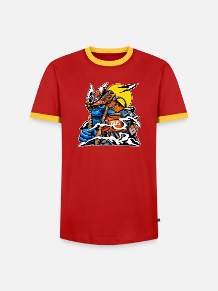 Gorilla im Neon-Mech-Anzug - Männer Kontrast-T-Shirt - Rot/Gelb