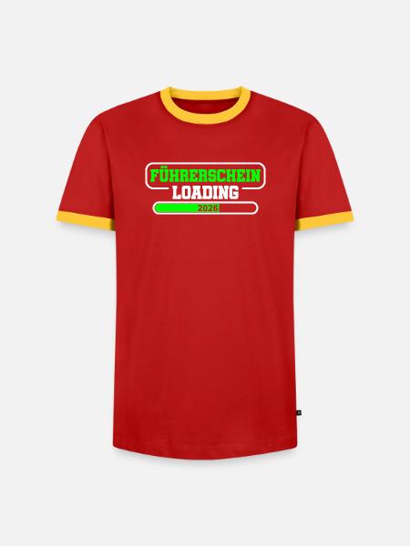 Führerschein 2026 Fahrprüfung Führerscheinprüfung - Männer Kontrast-T-Shirt - Rot/Gelb