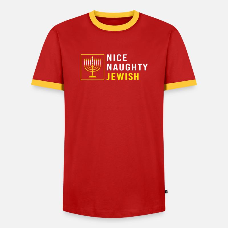Hanoukka Hanoukka Hanoukka - T-shirt contrasté Homme - rouge/jaune 
