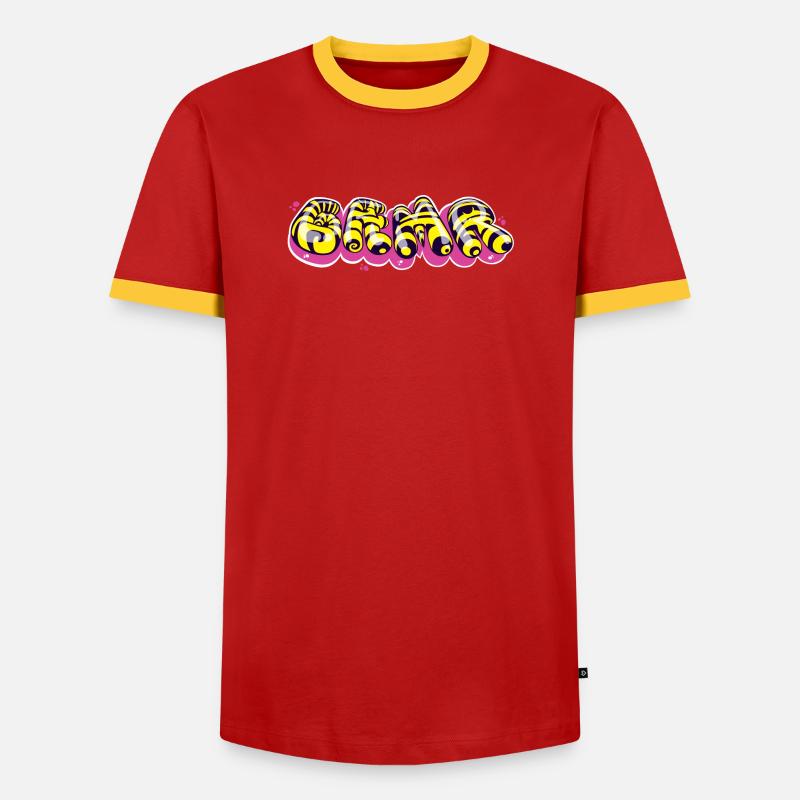 Farbenfrohes Textdesign im Graffiti-Stil - Männer Kontrast-T-Shirt - Rot/Gelb 