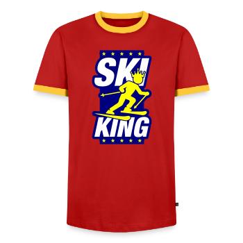 Ski King - Männer Kontrast-T-Shirt - Rot/Gelb  - Vorne - AI Model Female 172 light (172cm) & AI Model Male 178 dark (178cm)