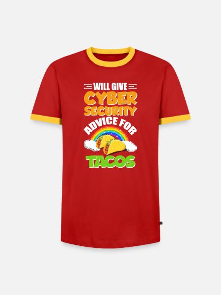 Lustiges Cybersicherheits-IT-Support-IT-Sicherheitsnetzwerk - Männer Kontrast-T-Shirt - Rot/Gelb