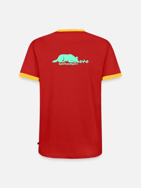 SHS Logo aquamarin - Männer Kontrast-T-Shirt - Rot/Gelb