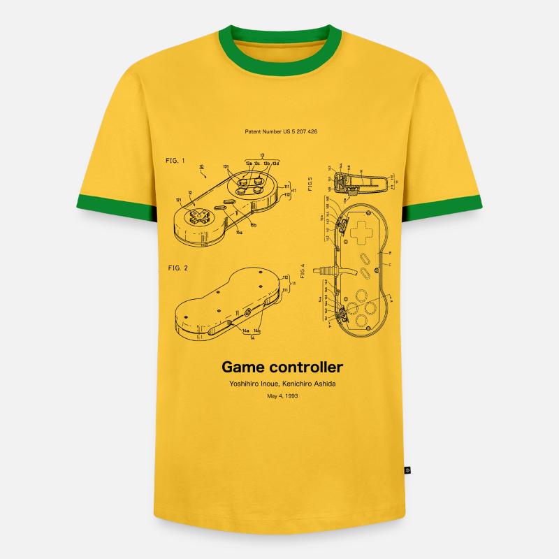 Game controller - Men's Ringer Shirt - yellow/green 