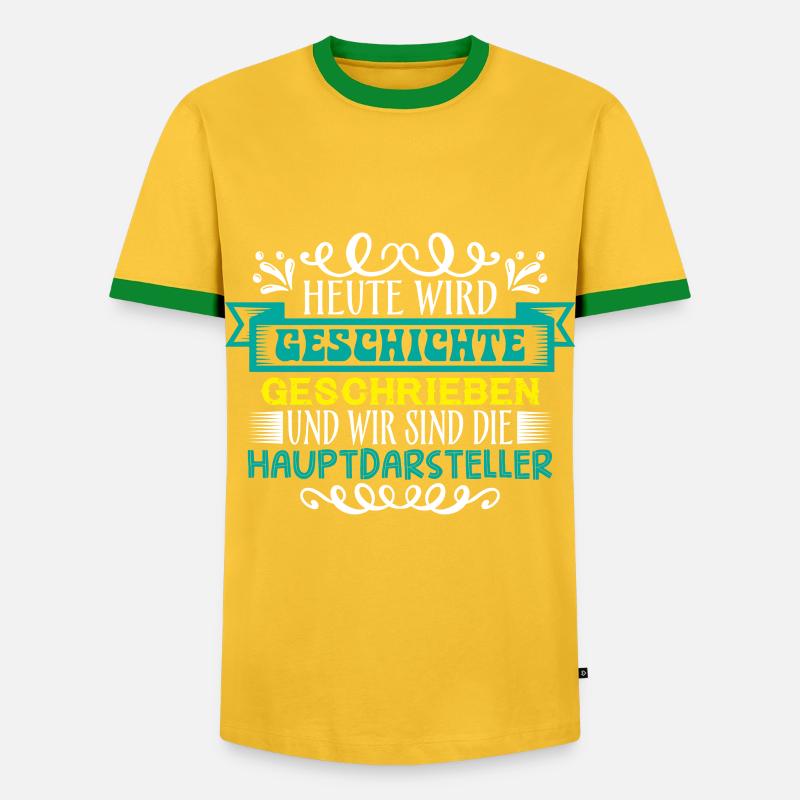 Heute wird Geschichte geschrieben - Männer Kontrast-T-Shirt - Gelb/Grün 