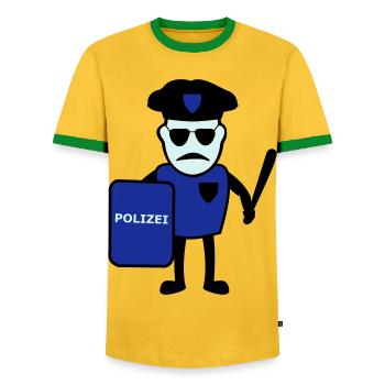 Polizist mit Schlagstock - Männer Kontrast-T-Shirt - Gelb/Grün  - Vorne - AI Model Female 172 light (172cm) & AI Model Male 178 dark (178cm)