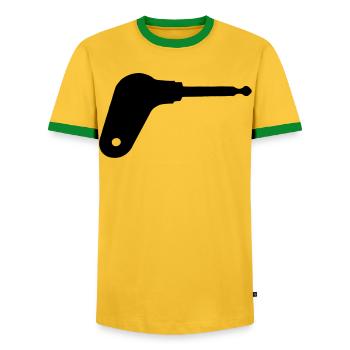 Oldtimer Trecker Zündschlüssel - Männer Kontrast-T-Shirt - Gelb/Grün  - Vorne - AI Model Female 172 light (172cm) & AI Model Male 178 dark (178cm)