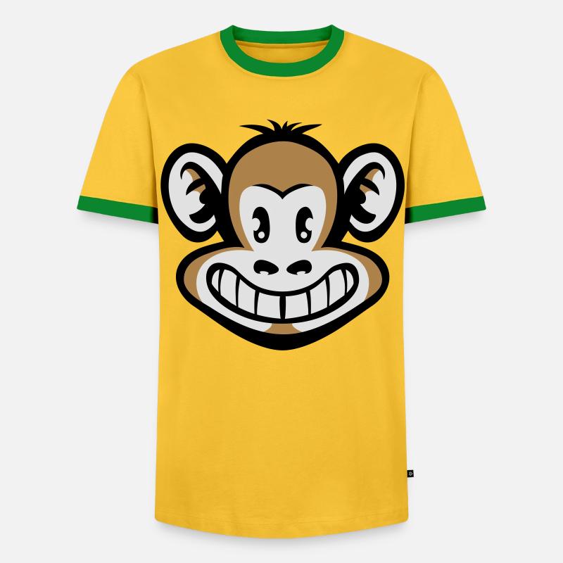 Cartoon monkey flex - Men's Ringer Shirt - yellow/green