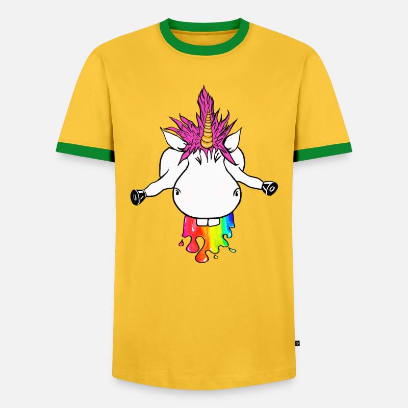 Regenbogen Einhorn Farbklecks Regenbogenkotze - Männer Kontrast-T-Shirt - Gelb/Grün 