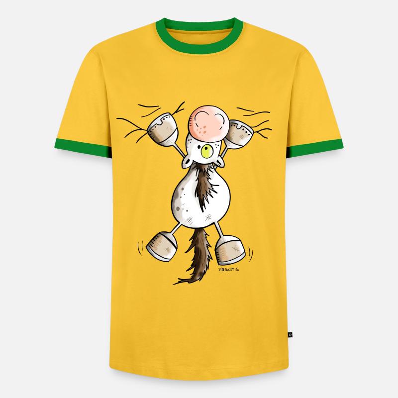 Pferdchen hängt ab - Männer Kontrast-T-Shirt - Gelb/Grün