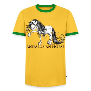 Süßer Andalusier - Männer Kontrast-T-Shirt - Gelb/Grün  - Vorne - AI Model Female 172 light (172cm) & AI Model Male 178 dark (178cm)