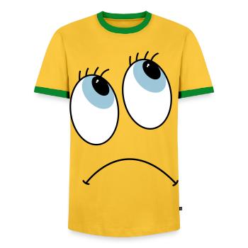 Les yeux - T-shirt contrasté Homme - jaune/vert  - Devant - AI Model Female 172 light (172cm) & AI Model Male 178 dark (178cm)