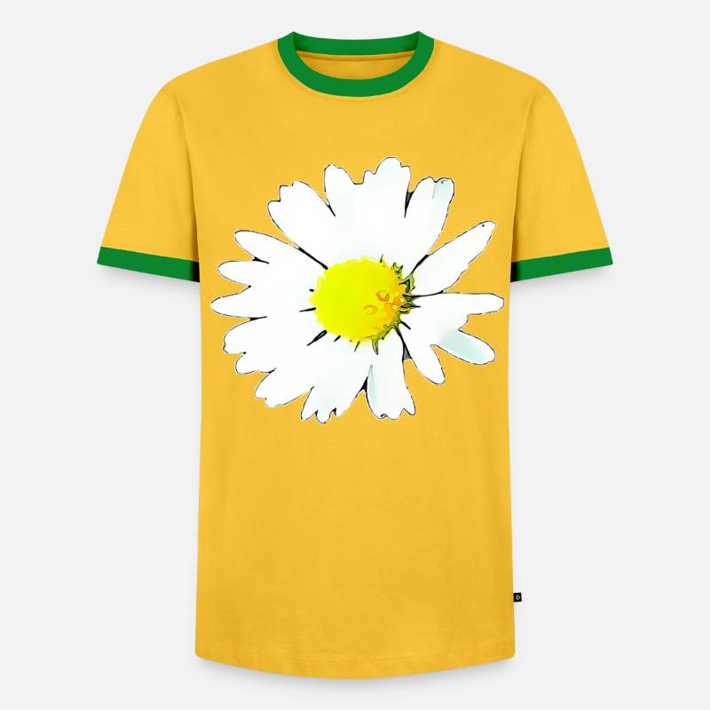 Blume - Gänseblümchen - Männer Kontrast-T-Shirt - Gelb/Grün 