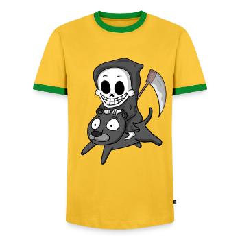 Grim Reaper et Black Panther - T-shirt contrasté Homme - jaune/vert  - Devant - AI Model Female 172 light (172cm) & AI Model Male 178 dark (178cm)