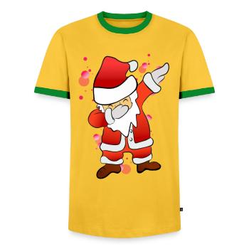 Dabbing Nikolaus - Männer Kontrast-T-Shirt - Gelb/Grün  - Vorne - AI Model Female 172 light (172cm) & AI Model Male 178 dark (178cm)
