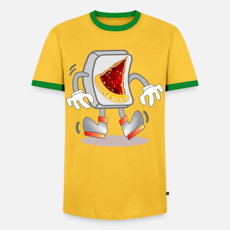 Computer - PIZZA ORDER - Men's Ringer Shirt - yellow/green 