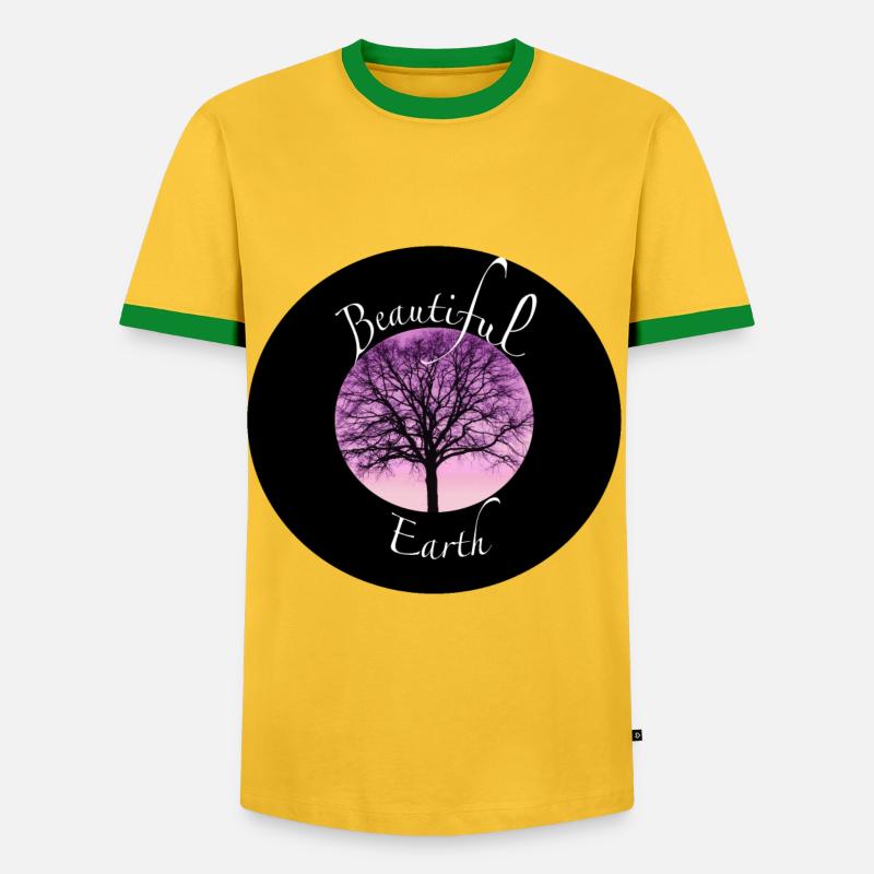 Schöne Erde Baum Silhouette - Männer Kontrast-T-Shirt - Gelb/Grün