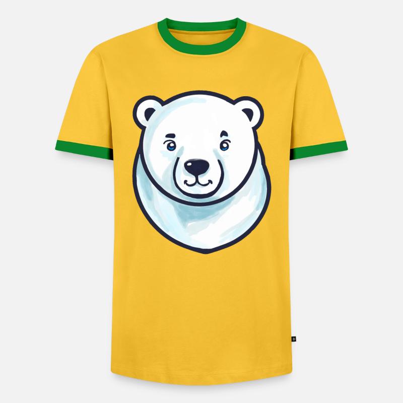 Eisbär-Kopf (Comic) - Männer Kontrast-T-Shirt - Gelb/Grün 