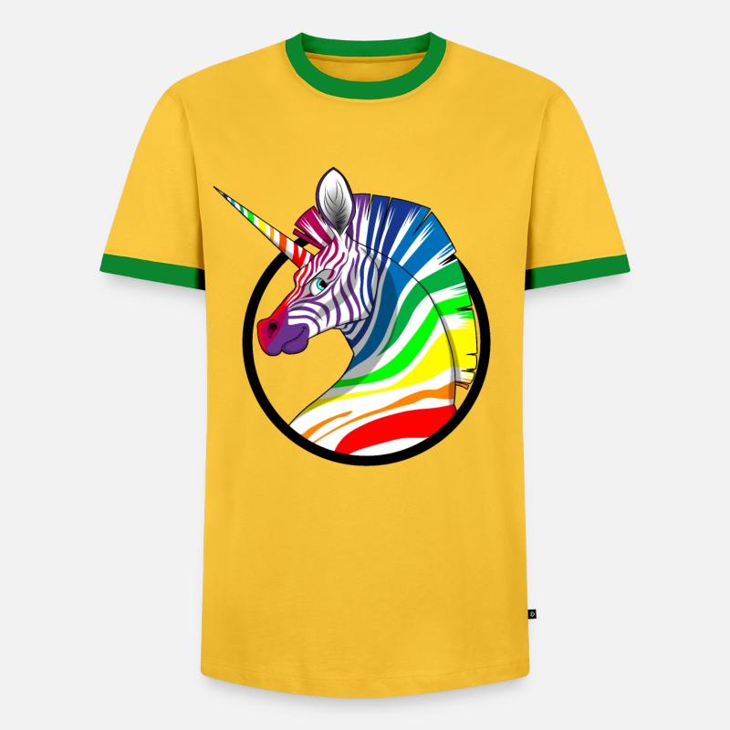 Regenbogen Einhorn Zebra - Männer Kontrast-T-Shirt - Gelb/Grün