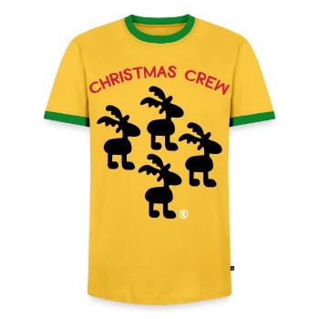 Christmas Crew - Männer Kontrast-T-Shirt - Gelb/Grün  - Vorne - AI Model Female 172 light (172cm) & AI Model Male 178 dark (178cm)