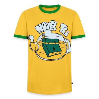 Novel Tea - T-shirt contrasté Homme - jaune/vert  - Devant - AI Model Female 172 light (172cm) & AI Model Male 178 dark (178cm)