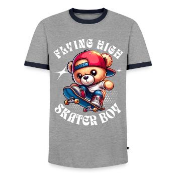 Skater Teddybär auf Skateboard - Männer Kontrast-T-Shirt - Grau/Navy  - Vorne - AI Model Female 172 light (172cm) & AI Model Male 178 light (178cm)
