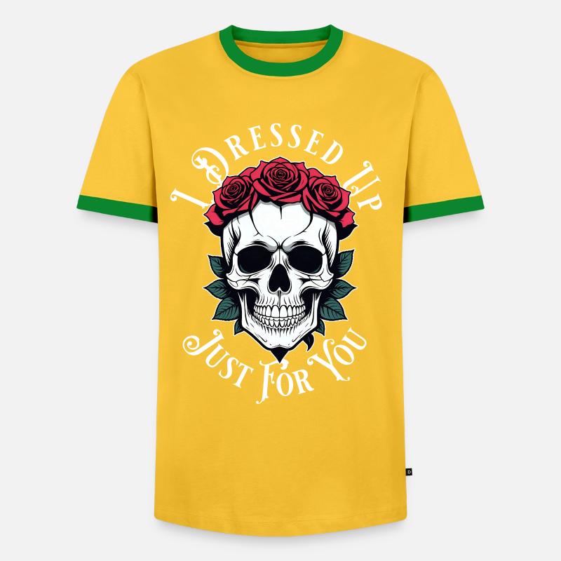 romantisch düster Totenkopf - Männer Kontrast-T-Shirt - Gelb/Grün