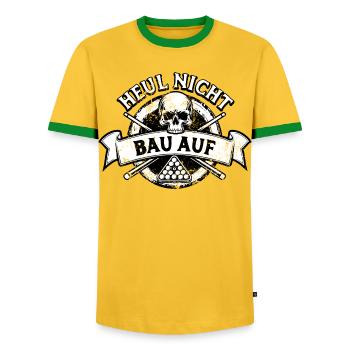 Heul nicht bau auf - Eight Ball - Billard Spieler - Männer Kontrast-T-Shirt - Gelb/Grün  - Vorne - AI Model Female 172 light (172cm) & AI Model Male 178 dark (178cm)