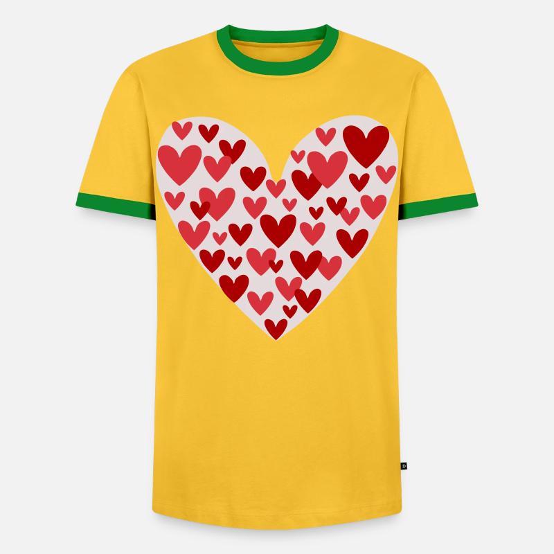 Many hearts pattern - Men's Ringer Shirt - yellow/green 