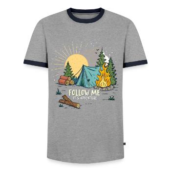 Outdoor-Abenteuer Naturmotiv - Männer Kontrast-T-Shirt - Grau/Navy  - Vorne - AI Model Female 172 light (172cm) & AI Model Male 178 light (178cm)
