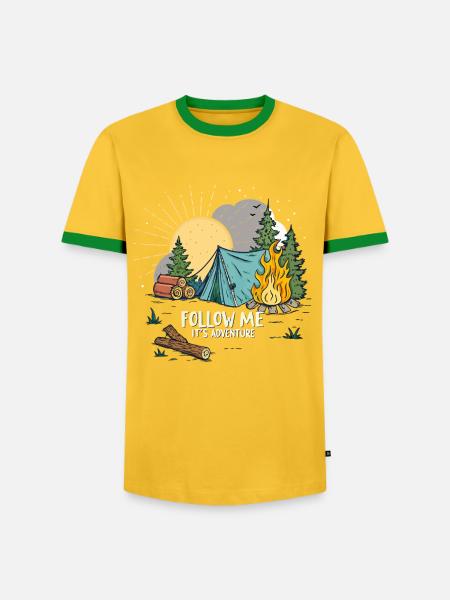 Outdoor Adventure Nature Motif - Men's Ringer Shirt - yellow/green 
