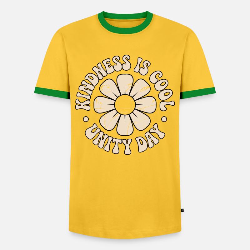 Kindness Unity Flowers Postive Message - Men's Ringer Shirt - yellow/green 