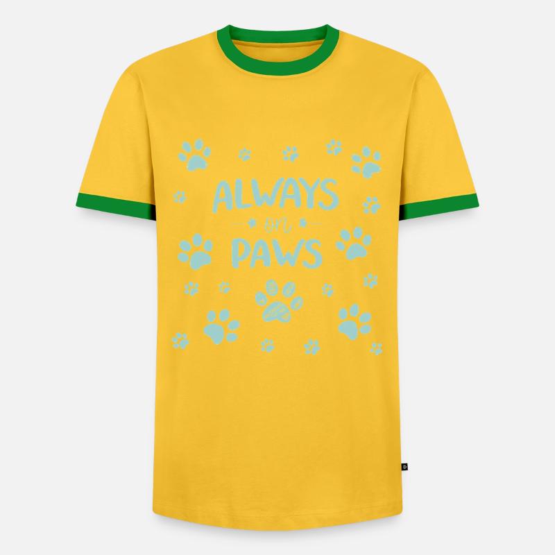 Immer auf den Pfoten - Männer Kontrast-T-Shirt - Gelb/Grün 