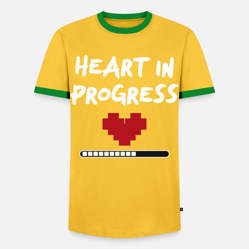 HEART IN PROGRESS Statement - Männer Kontrast-T-Shirt - Gelb/Grün 