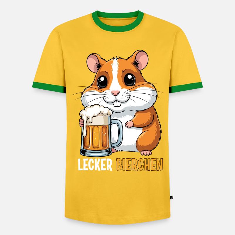Lecker Bierchen - Männer Kontrast-T-Shirt - Gelb/Grün