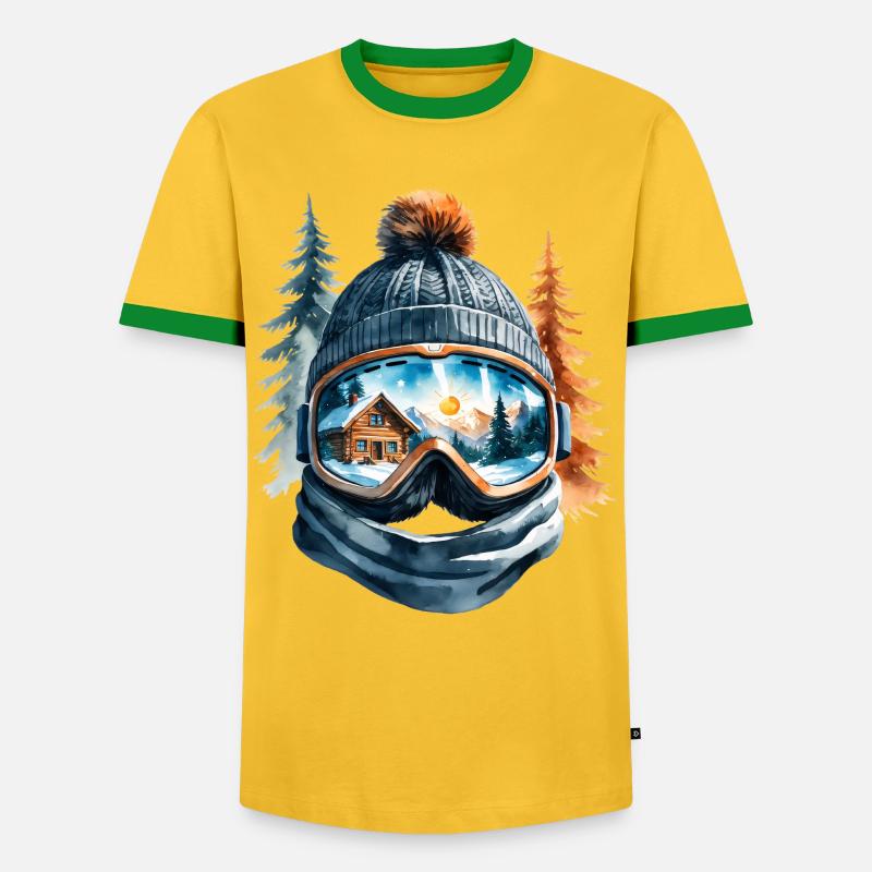 Winter Landscape Reflection Goggles - Men's Ringer Shirt - yellow/green