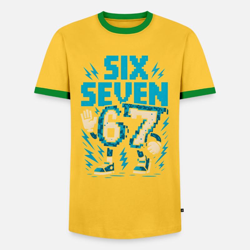 67 Pixel Flash Retro - Men's Ringer Shirt - yellow/green 