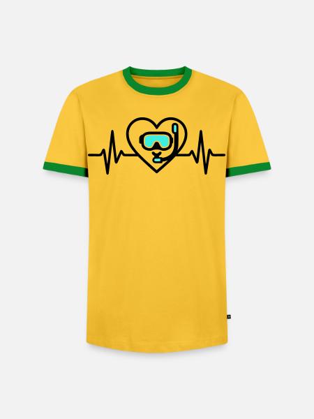 Herz Tauchen – Leidenschaft Meer - Männer Kontrast-T-Shirt - Gelb/Grün 