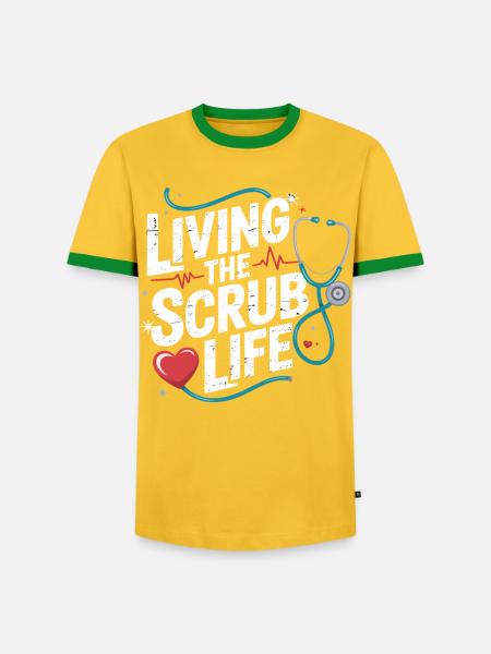 Living the Scrub Life - Männer Kontrast-T-Shirt - Gelb/Grün 