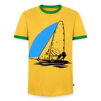 49er Dériveur à voile Régate de voilier Voile Sports de voile - T-shirt contrasté Homme - jaune/vert  - Devant - AI Model Female 172 light (172cm) & AI Model Male 178 dark (178cm)