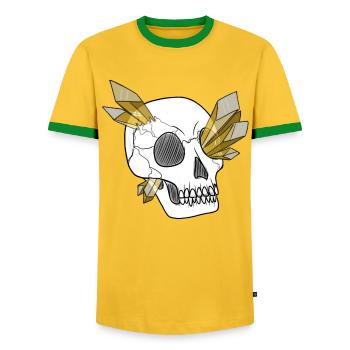 Crâne de Cristal - Humain (par Leni Riosa) - T-shirt contrasté Homme - jaune/vert  - Devant - AI Model Female 172 light (172cm) & AI Model Male 178 dark (178cm)
