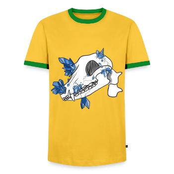 Crâne de cristal - Canidae (par Leni Riosa) - T-shirt contrasté Homme - jaune/vert  - Devant - AI Model Female 172 light (172cm) & AI Model Male 178 dark (178cm)