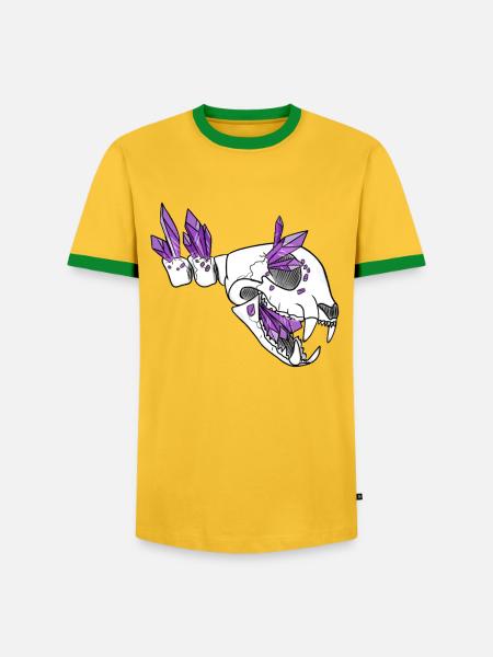 Kristallschädel - Felidae (von Leni Riosa) - Männer Kontrast-T-Shirt - Gelb/Grün 