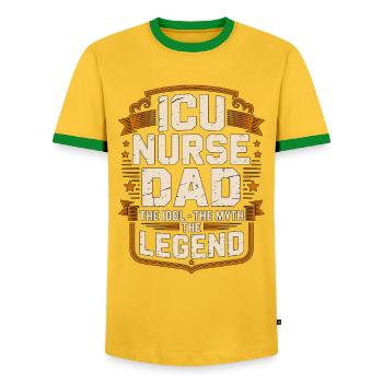 ICU Nurse Dad The Idol The Myth The Intensive Care - Men's Ringer Shirt - yellow/green  - Front - AI Model Female 172 light (172cm) & AI Model Male 178 dark (178cm)