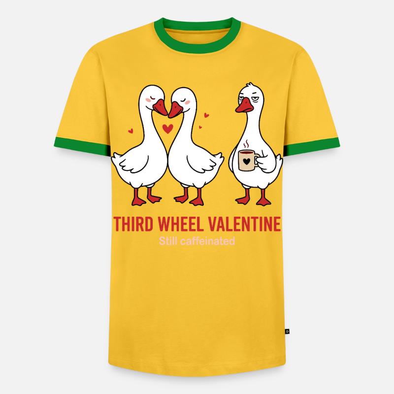 Third Wheel Valentine - Single Coffee Design - Men's Ringer Shirt - yellow/green