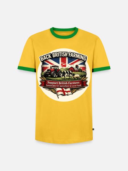 Zurück zur britischen Landwirtschaft - Männer Kontrast-T-Shirt - Gelb/Grün 