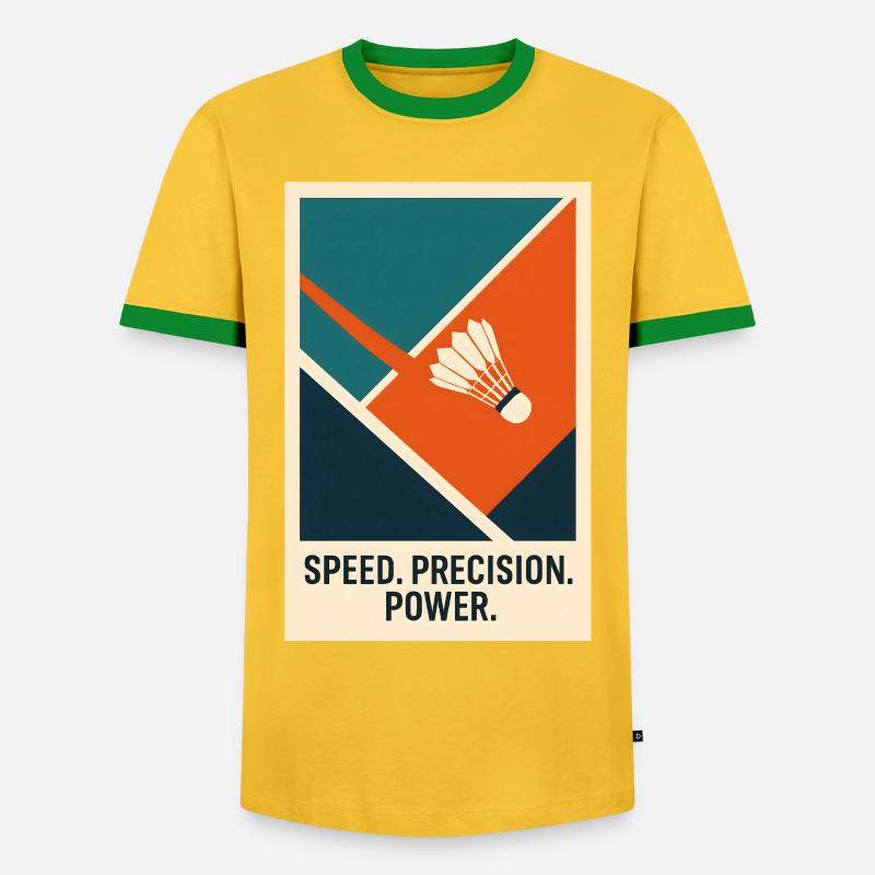 Speed Precision Power | Badminton Statement - Men's Ringer Shirt - yellow/green 