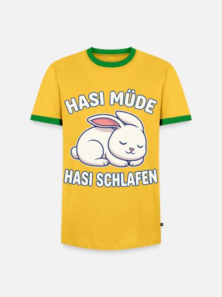 Hasi Müde Hasi Schlafen Hase  - Männer Kontrast-T-Shirt - Gelb/Grün 